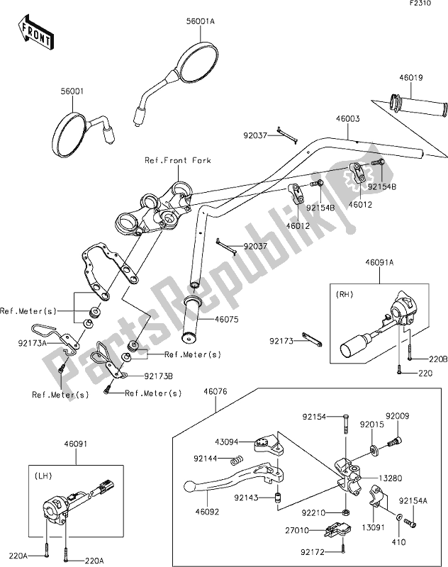 Toutes les pièces pour le 44 Handlebar du Kawasaki EJ 800 W Street 2020