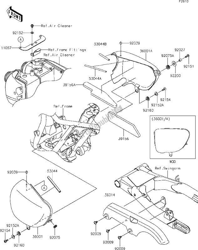 All parts for the 50 Side Covers/chain Cover of the Kawasaki EJ 800 W Street 2020