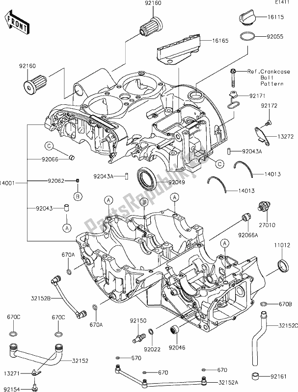 All parts for the 14 Crankcase of the Kawasaki EJ 800 W Street 2021