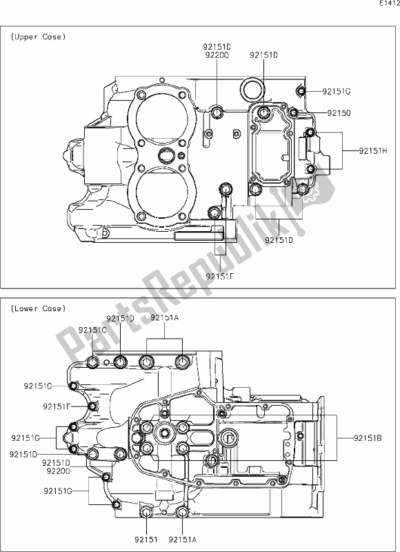All parts for the 15 Crankcase Bolt Pattern of the Kawasaki EJ 800 W Street 2021