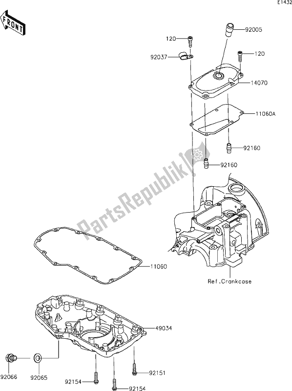 Todas as partes de 16 Breather Cover/oil Pan do Kawasaki EJ 800 W Street 2021