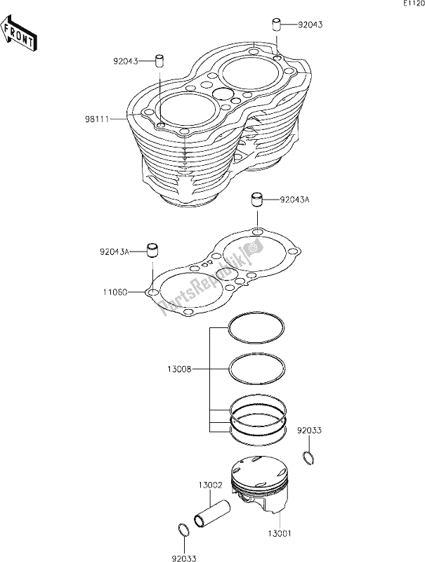 Toutes les pièces pour le 3 Cylinder/piston(s) du Kawasaki EJ 800 W Street 2021