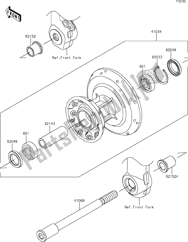 Alle onderdelen voor de 36 Front Hub van de Kawasaki EJ 800 W Street 2021