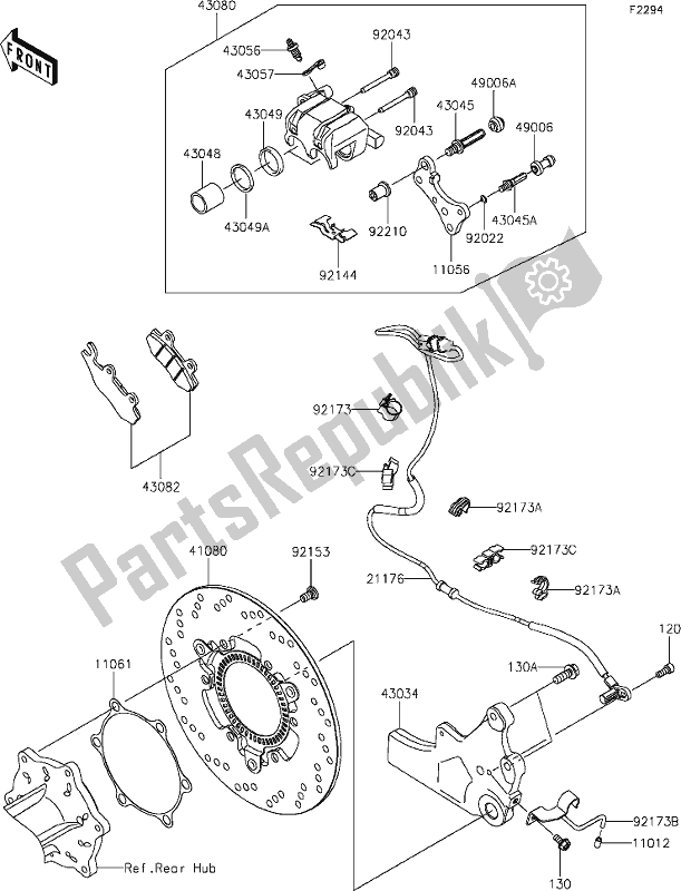 Wszystkie części do 43 Rear Brake Kawasaki EJ 800 W Street 2021