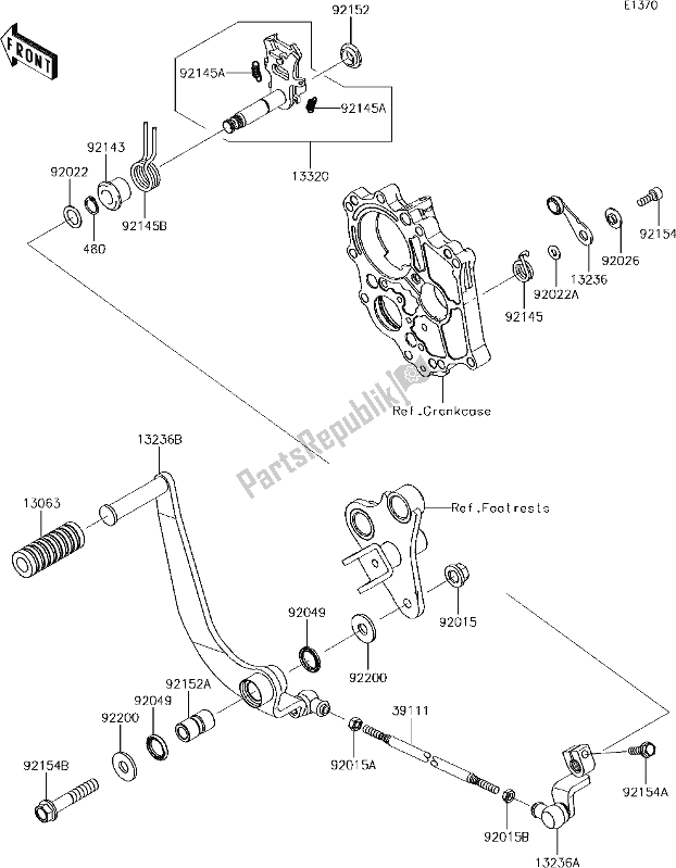 All parts for the 13 Gear Change Mechanism of the Kawasaki EN 650 Vulcan S 2017