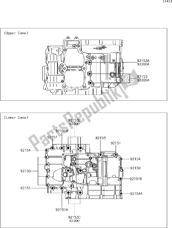 Todas las partes para 15 Crankcase Bolt Pattern de Kawasaki EN 650 Vulcan S 2017