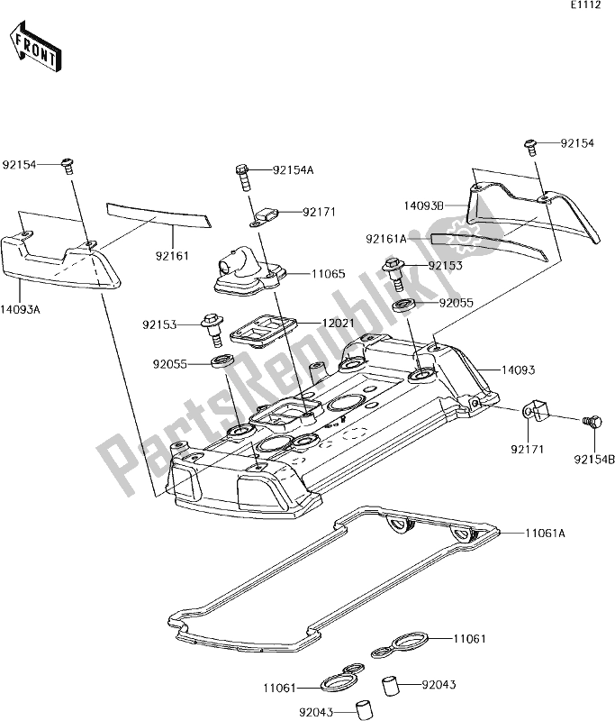 Tutte le parti per il 2 Cylinder Head Cover del Kawasaki EN 650 Vulcan S 2017