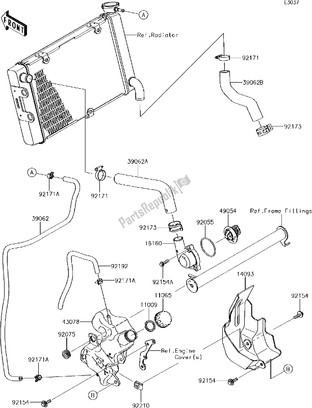 All parts for the 27 Water Pipe of the Kawasaki EN 650 Vulcan S 2017