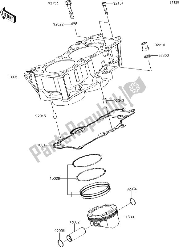 All parts for the 3 Cylinder/piston(s) of the Kawasaki EN 650 Vulcan S 2017