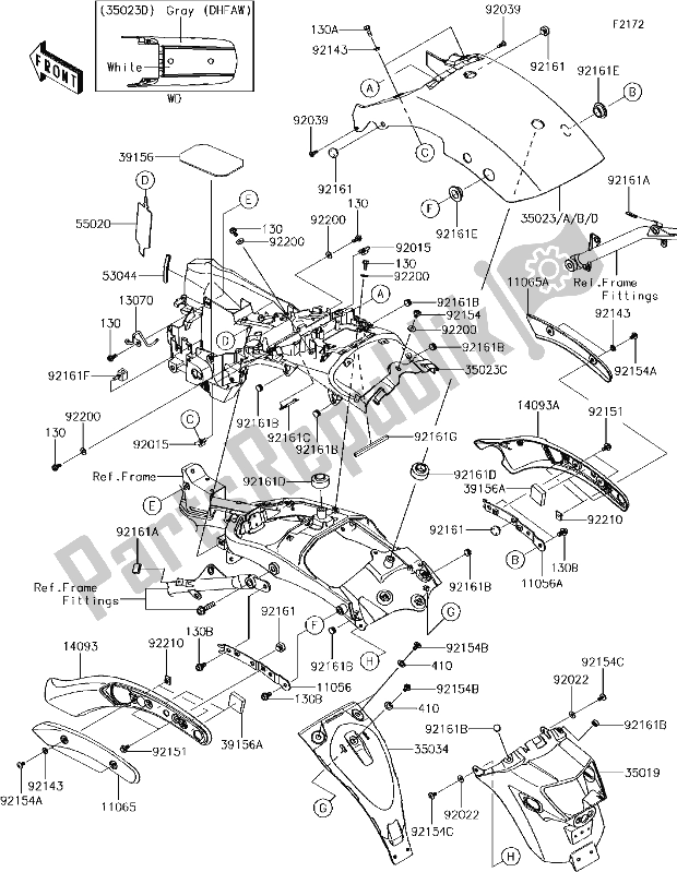 Todas las partes para 35 Rear Fender(s) de Kawasaki EN 650 Vulcan S 2017