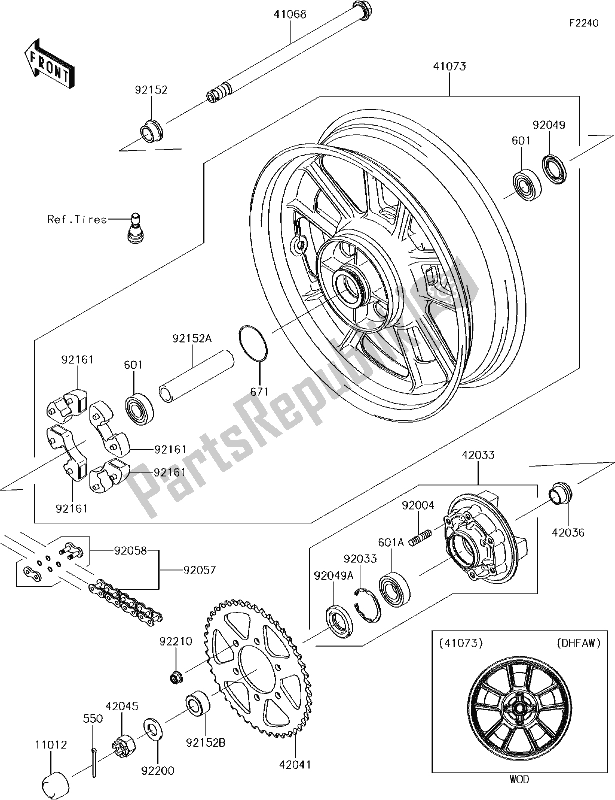 Alle onderdelen voor de 39 Rear Hub van de Kawasaki EN 650 Vulcan S 2017