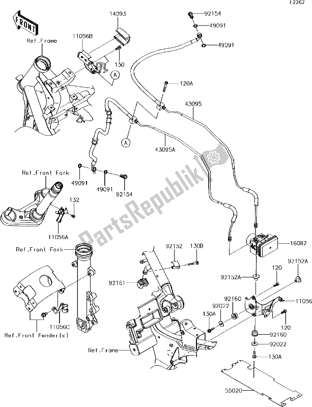 Alle onderdelen voor de 41 Brake Piping van de Kawasaki EN 650 Vulcan S 2017