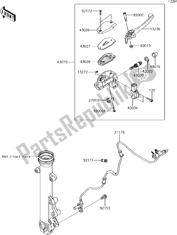 Tutte le parti per il 42 Front Master Cylinder del Kawasaki EN 650 Vulcan S 2017