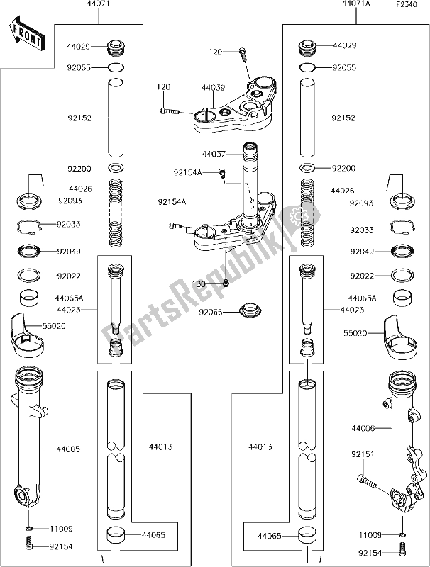 Todas las partes para 47 Front Fork de Kawasaki EN 650 Vulcan S 2017
