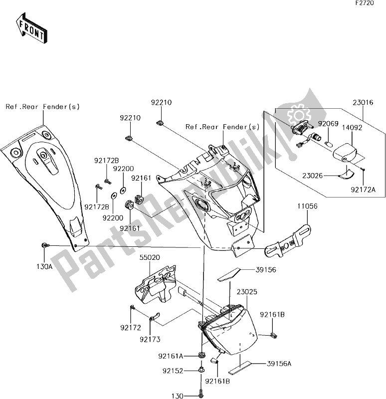 All parts for the 54 Taillight(s) of the Kawasaki EN 650 Vulcan S 2017