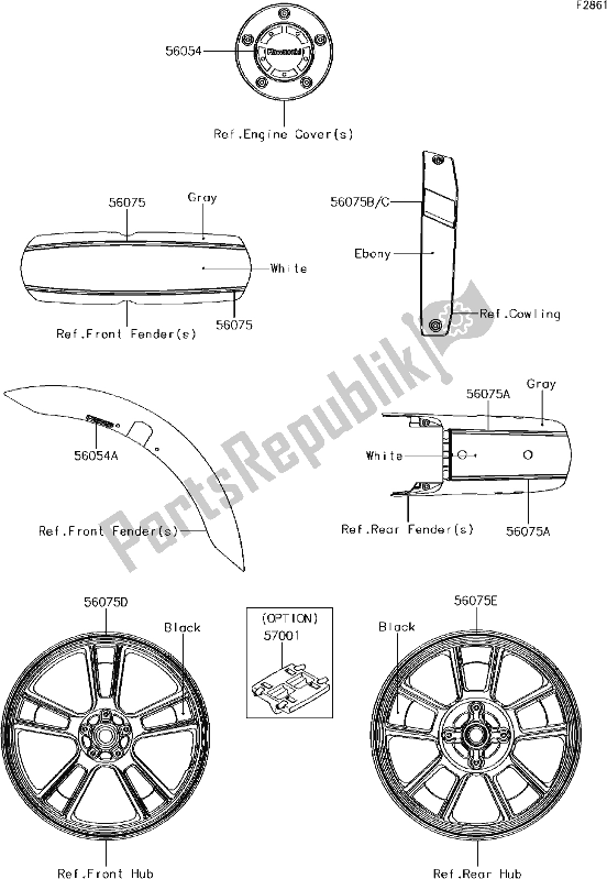 All parts for the 60 Decals(gray)(dhfaw) of the Kawasaki EN 650 Vulcan S 2017