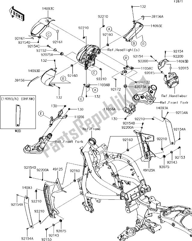 All parts for the 64 Cowling of the Kawasaki EN 650 Vulcan S 2017