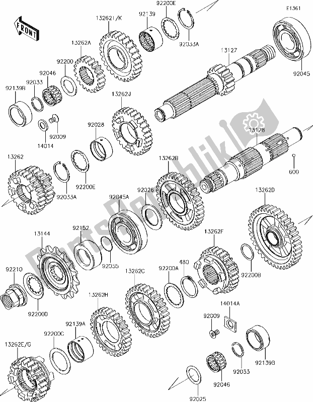 All parts for the 11-1transmission of the Kawasaki EN 650 Vulcan S 2018