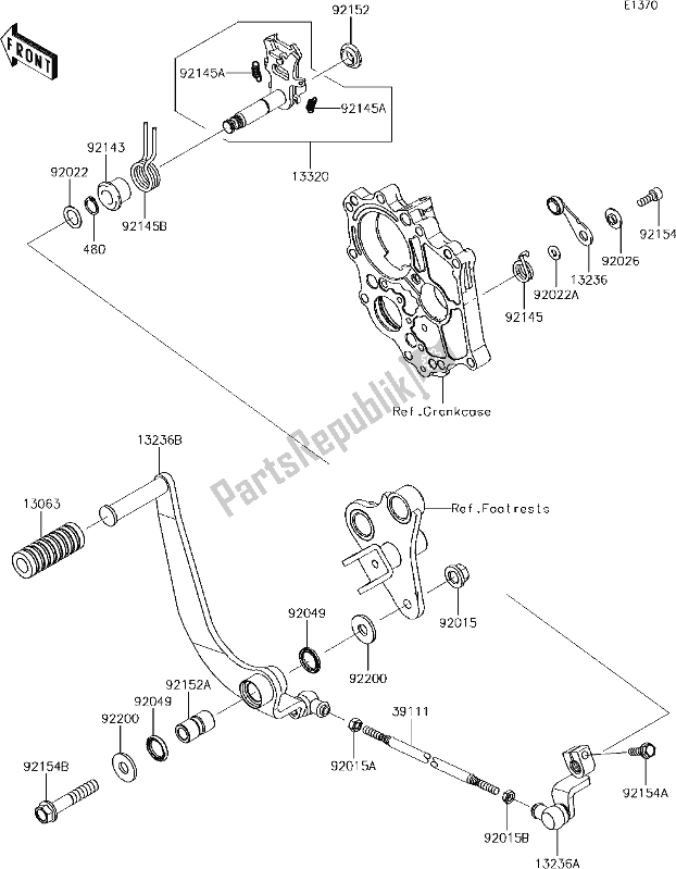 All parts for the 13 Gear Change Mechanism of the Kawasaki EN 650 Vulcan S 2018