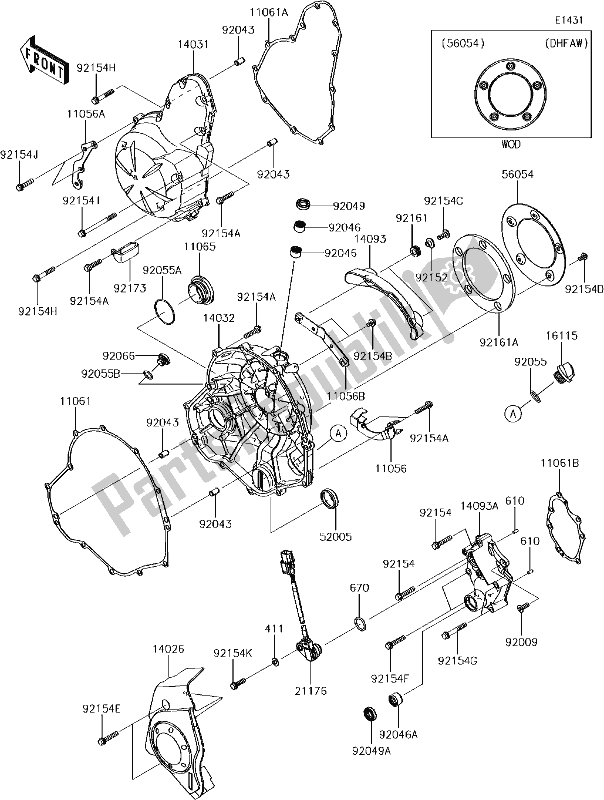 Alle onderdelen voor de 16-1engine Cover(s) van de Kawasaki EN 650 Vulcan S 2018