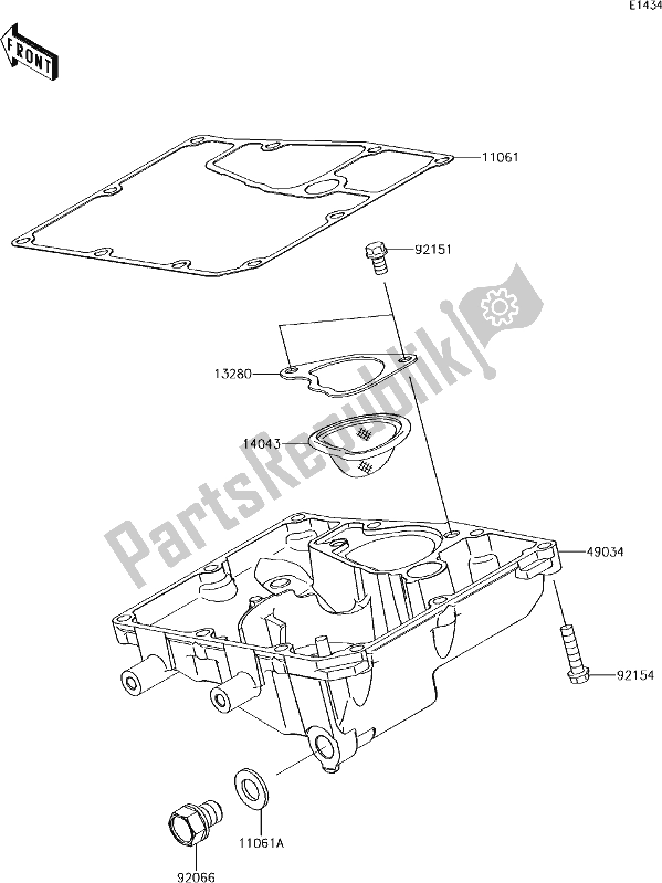 Alle onderdelen voor de 17 Oil Pan van de Kawasaki EN 650 Vulcan S 2018