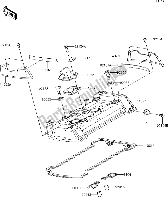 Alle onderdelen voor de 2 Cylinder Head Cover van de Kawasaki EN 650 Vulcan S 2018