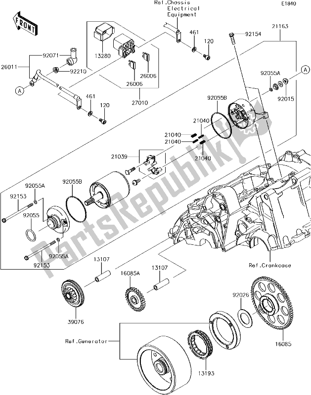 All parts for the 24 Starter Motor of the Kawasaki EN 650 Vulcan S 2018