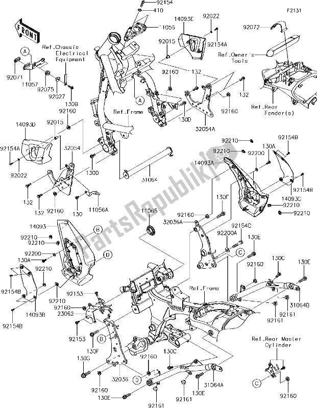 All parts for the 30-1frame Fittings of the Kawasaki EN 650 Vulcan S 2018