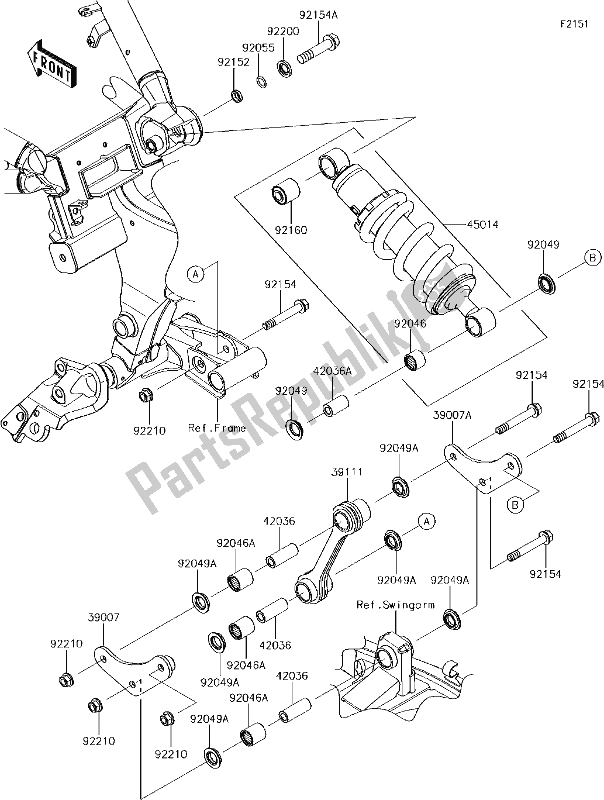 Alle onderdelen voor de 32 Suspension/shock Absorber van de Kawasaki EN 650 Vulcan S 2018