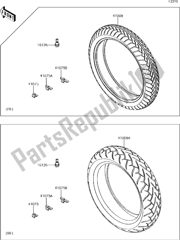 All parts for the 37 Tires of the Kawasaki EN 650 Vulcan S 2018