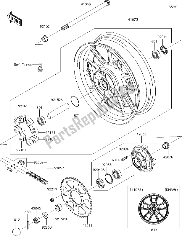 All parts for the 39 Rear Hub of the Kawasaki EN 650 Vulcan S 2018