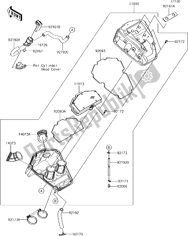 All parts for the 4 Air Cleaner of the Kawasaki EN 650 Vulcan S 2018