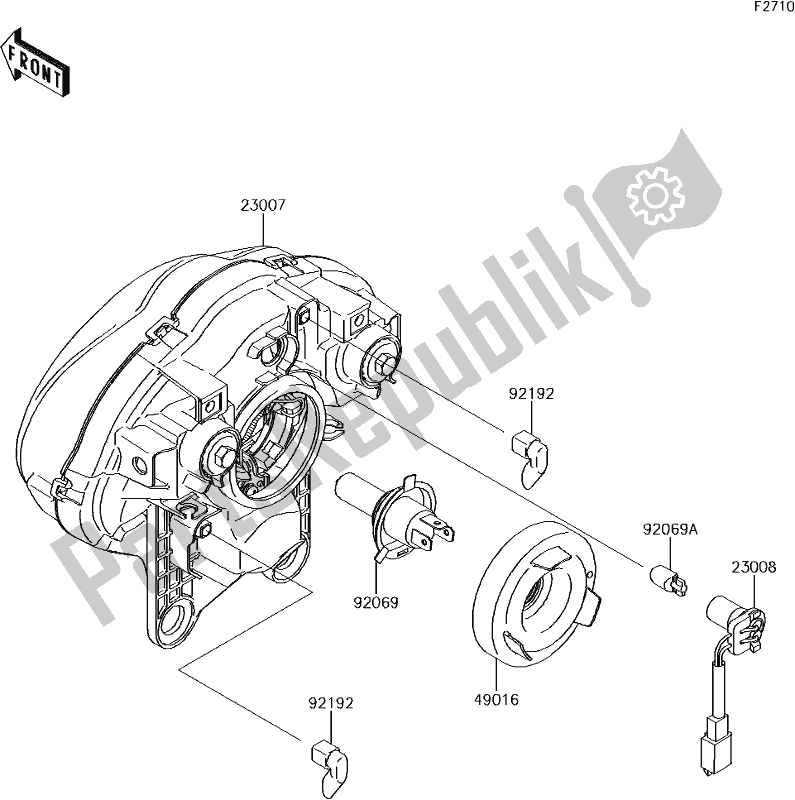 All parts for the 53 Headlight(s) of the Kawasaki EN 650 Vulcan S 2018