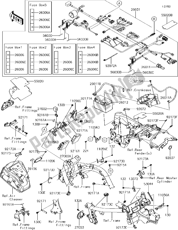 Todas as partes de 56-1chassis Electrical Equipment do Kawasaki EN 650 Vulcan S 2018