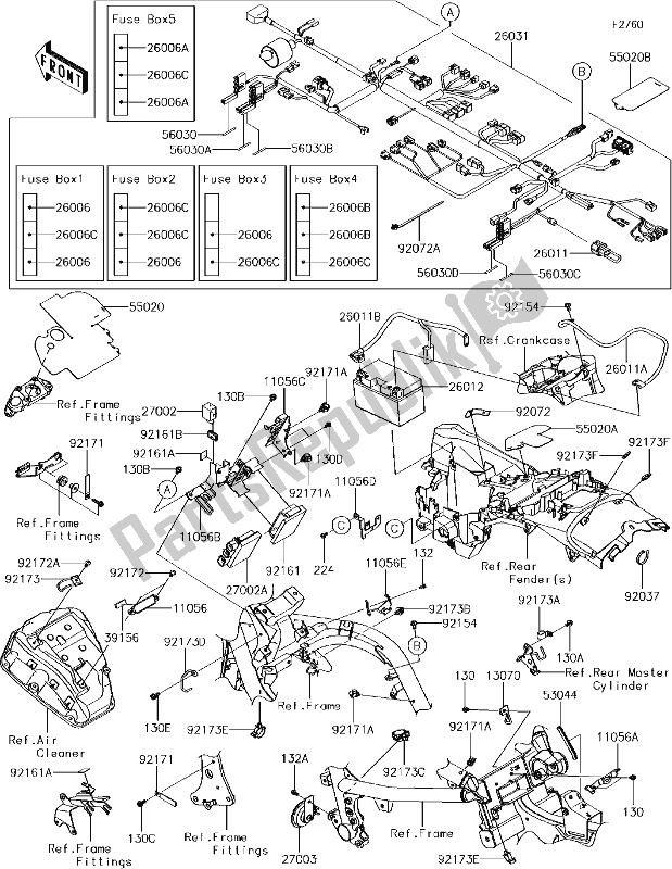 Tutte le parti per il 56-1chassis Electrical Equipment del Kawasaki EN 650 Vulcan S 2018