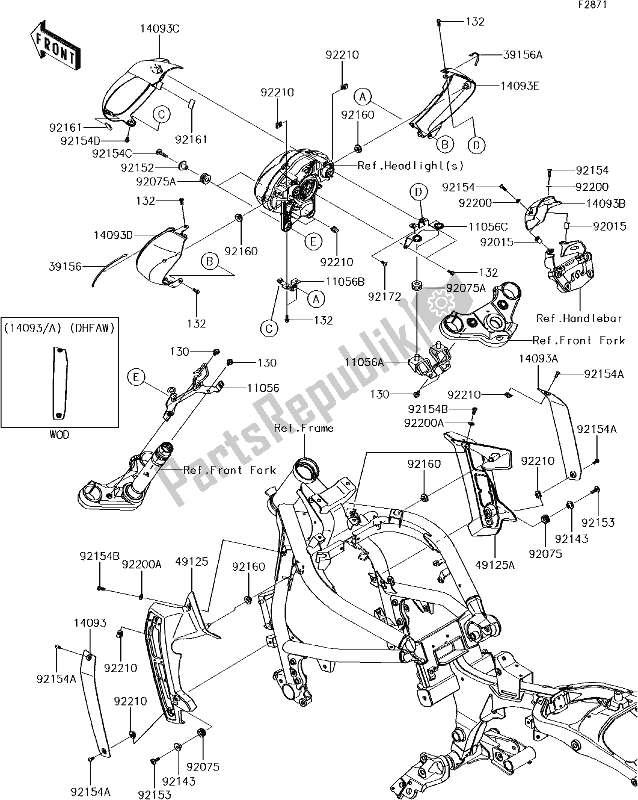 All parts for the 64 Cowling of the Kawasaki EN 650 Vulcan S 2018