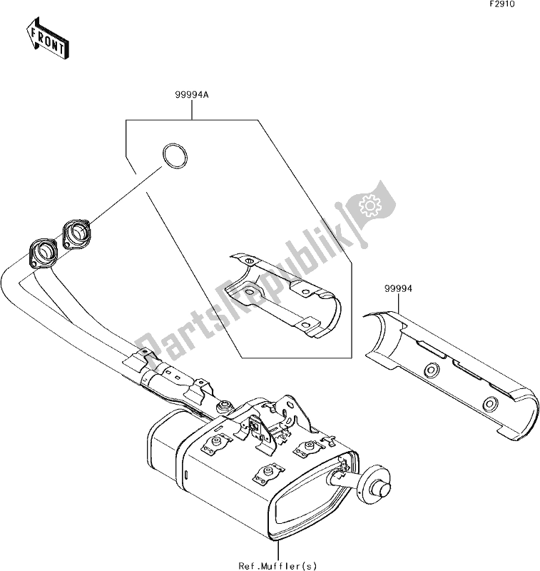 All parts for the 65 Accessory(muffler Cover) of the Kawasaki EN 650 Vulcan S 2018