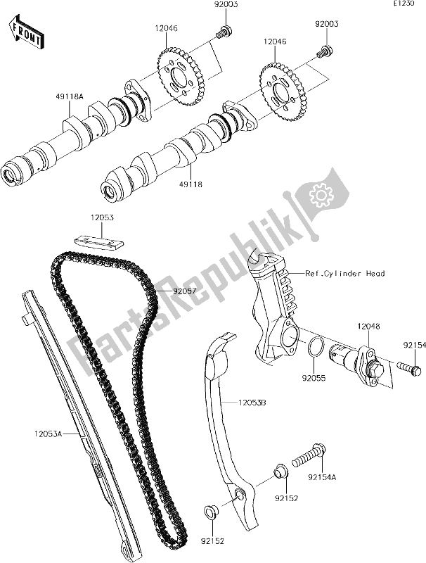 Tutte le parti per il 7 Camshaft(s)/tensioner del Kawasaki EN 650 Vulcan S 2018