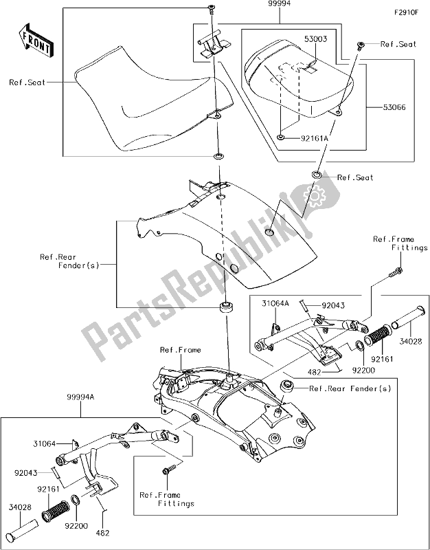 All parts for the 71 Accessory(passeger Seat) of the Kawasaki EN 650 Vulcan S 2018