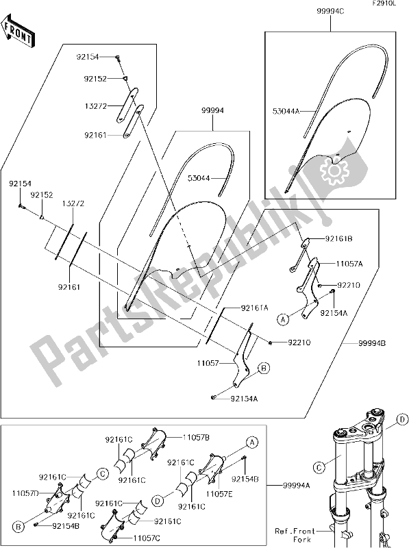 Todas as partes de 76 Accessory(windshield) do Kawasaki EN 650 Vulcan S 2018