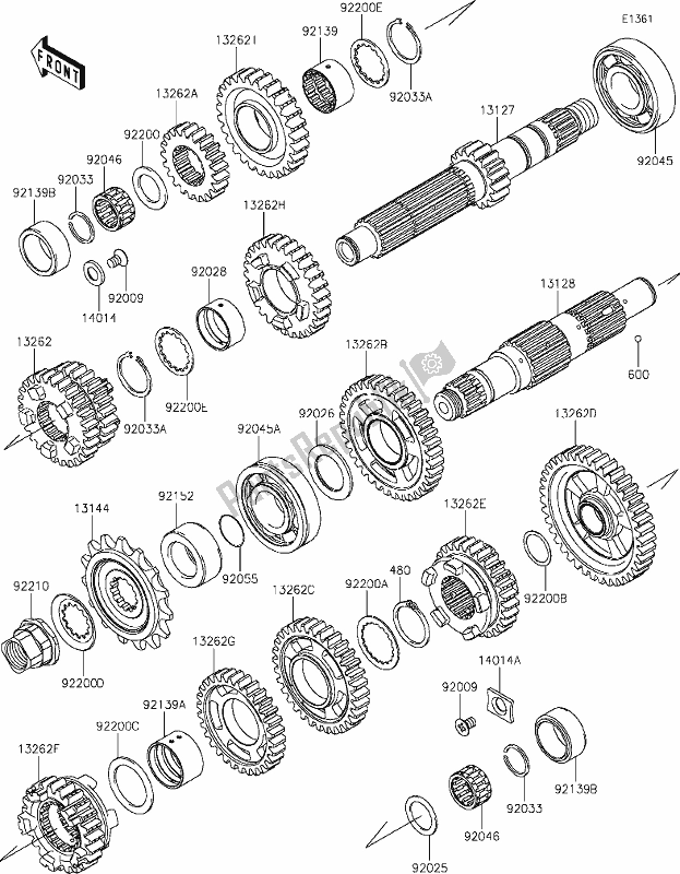All parts for the 11 Transmission of the Kawasaki EN 650 Vulcan S 2019