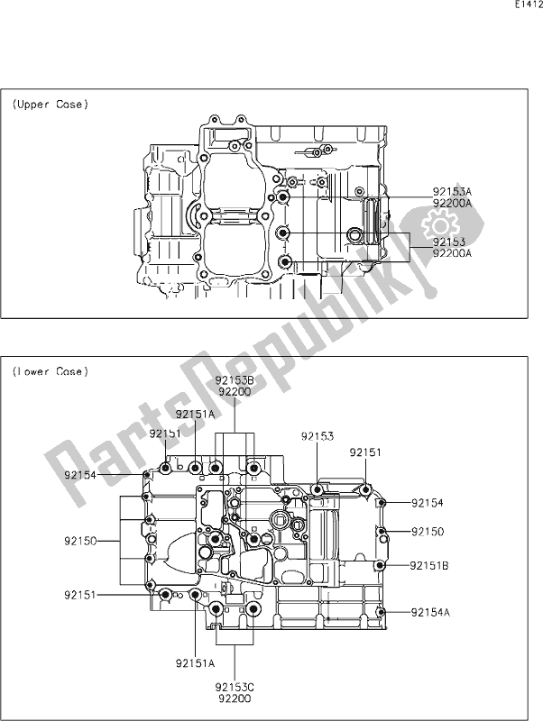 Todas las partes para 15 Crankcase Bolt Pattern de Kawasaki EN 650 Vulcan S 2019