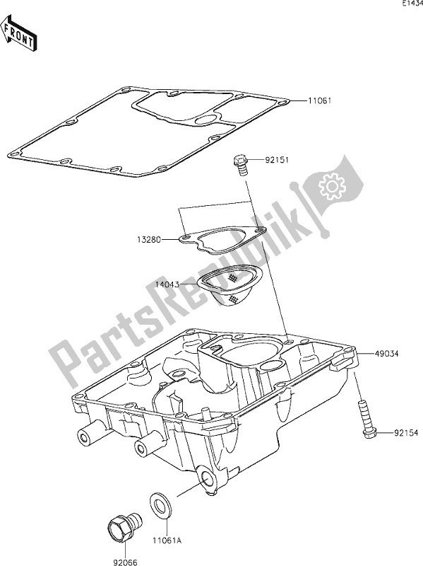 Alle onderdelen voor de 17 Oil Pan van de Kawasaki EN 650 Vulcan S 2019