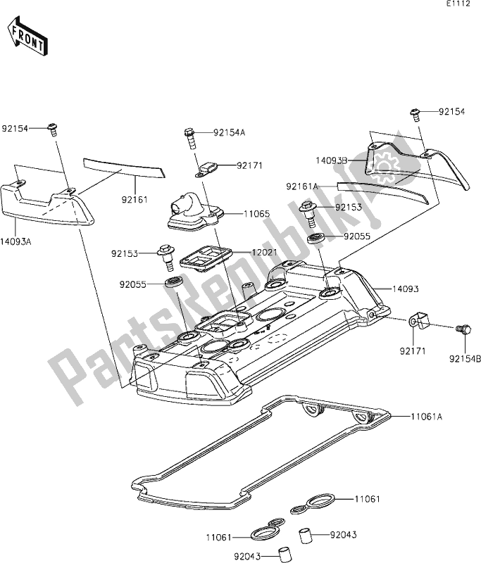 Alle onderdelen voor de 2 Cylinder Head Cover van de Kawasaki EN 650 Vulcan S 2019