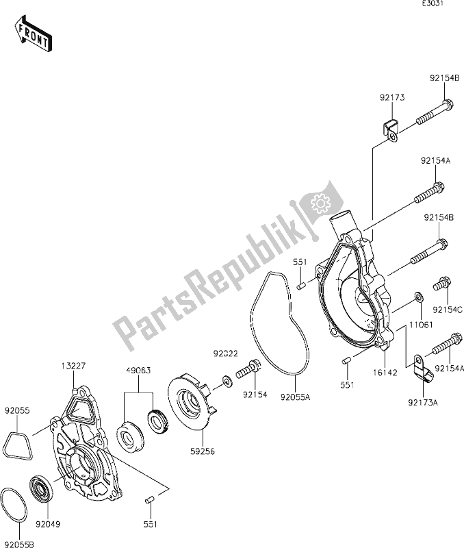 Alle onderdelen voor de 25 Water Pump van de Kawasaki EN 650 Vulcan S 2019