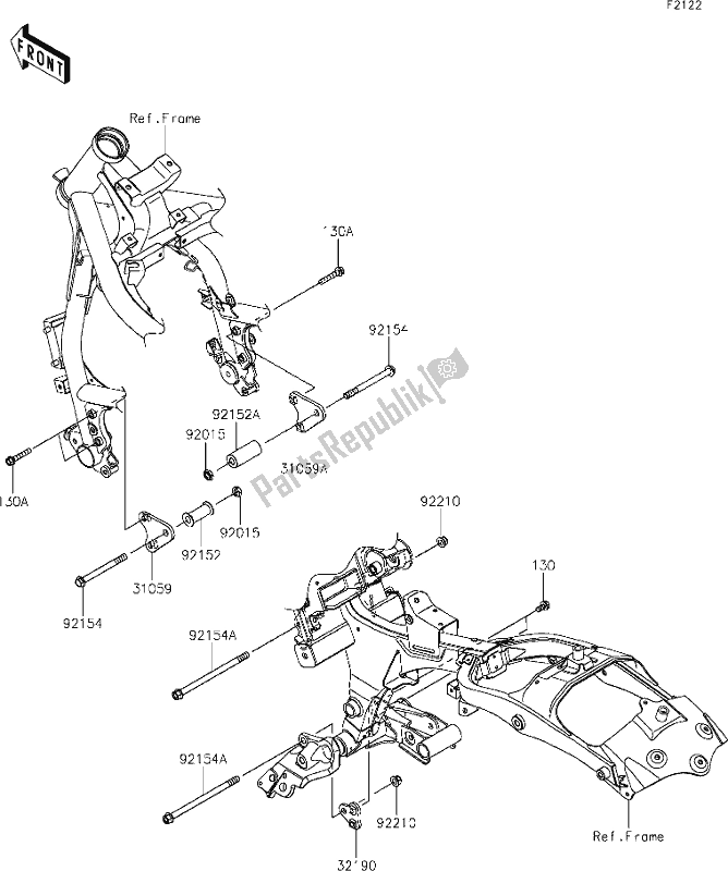 Alle onderdelen voor de 29 Engine Mount van de Kawasaki EN 650 Vulcan S 2019