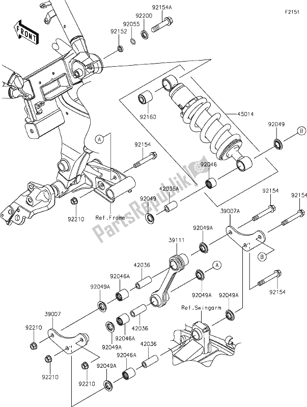 Alle onderdelen voor de 32 Suspension/shock Absorber van de Kawasaki EN 650 Vulcan S 2019