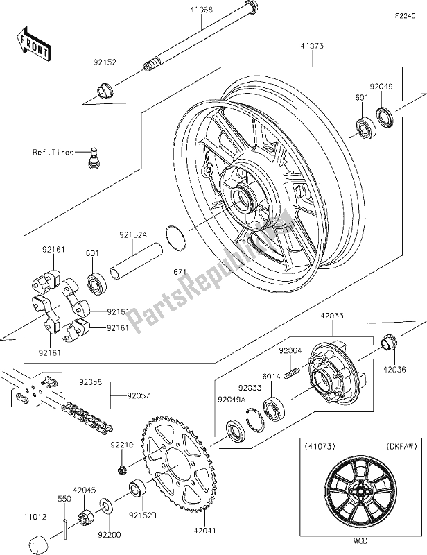 Alle onderdelen voor de 39 Rear Hub van de Kawasaki EN 650 Vulcan S 2019