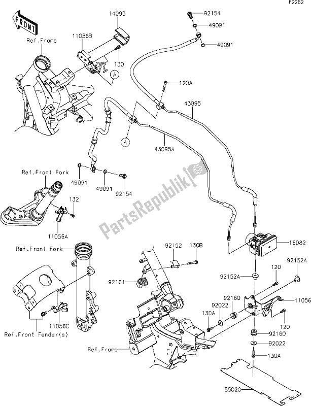 Alle onderdelen voor de 41 Brake Piping van de Kawasaki EN 650 Vulcan S 2019