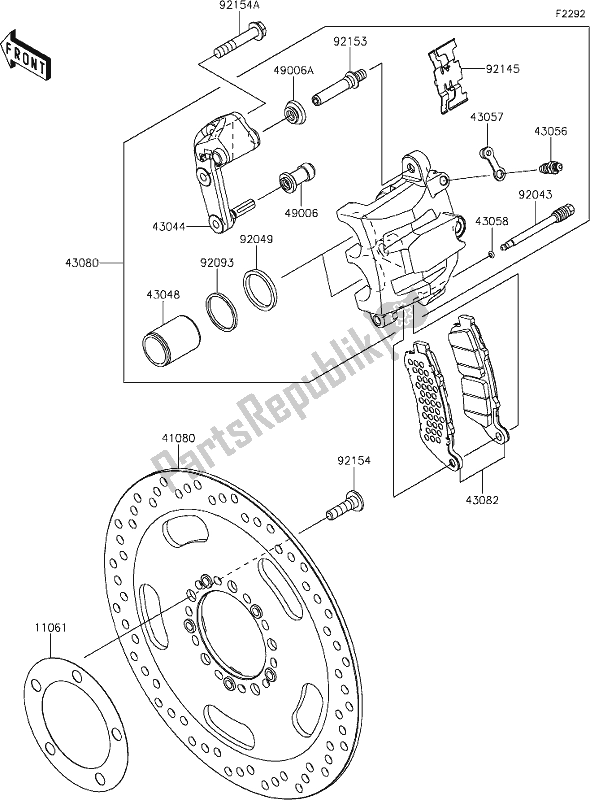 Toutes les pièces pour le 43 Front Brake du Kawasaki EN 650 Vulcan S 2019